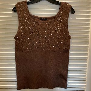 Lauren Michelle Brown Sequin Tank Top